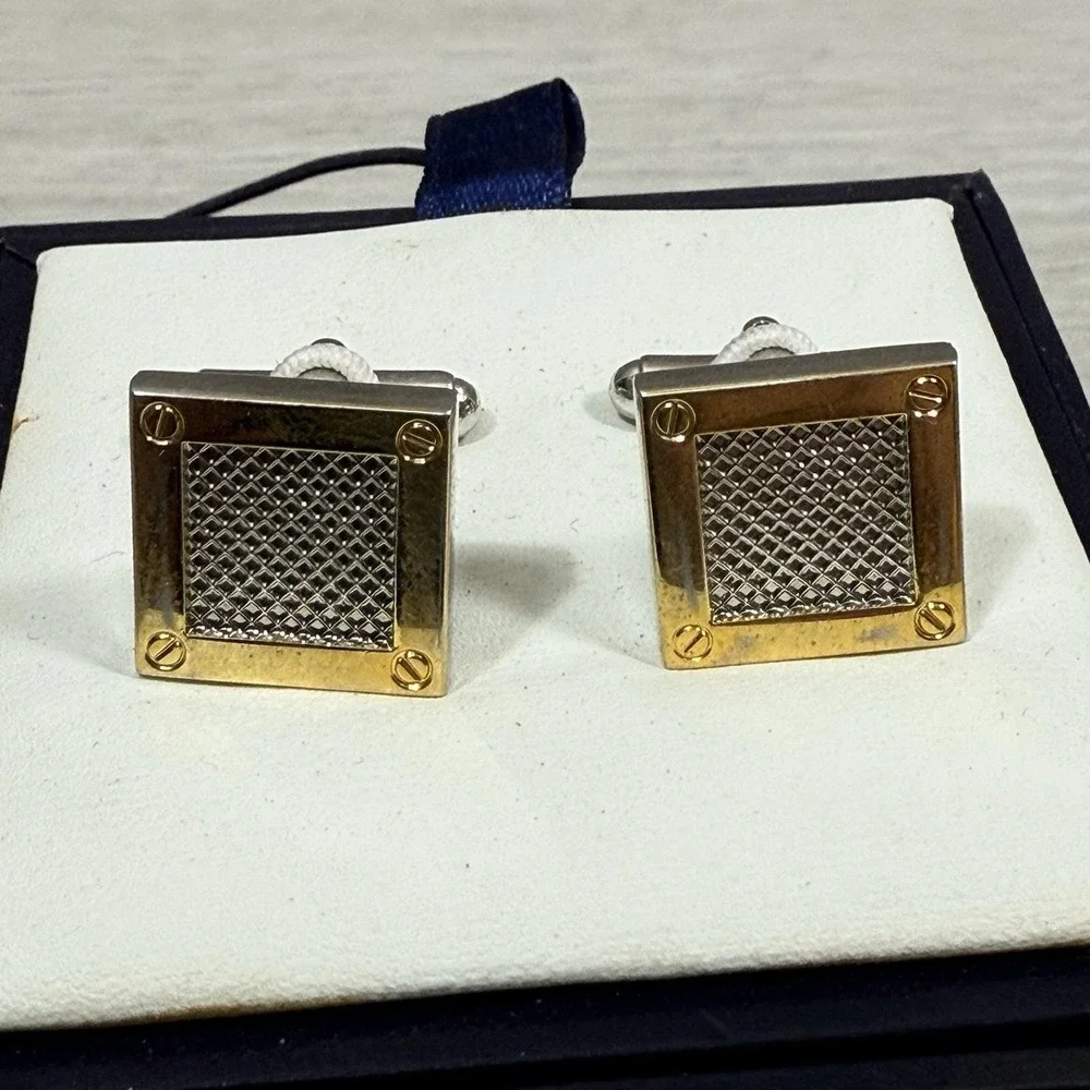 Stafford Men's Square Silver & Gold Cufflinks Metal No Stone